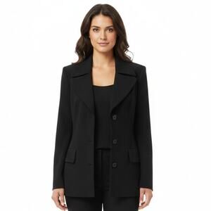 Vintage MNG by Mango Women's Blazer Jacket Black Size 8 Notched Lapel 3 Button